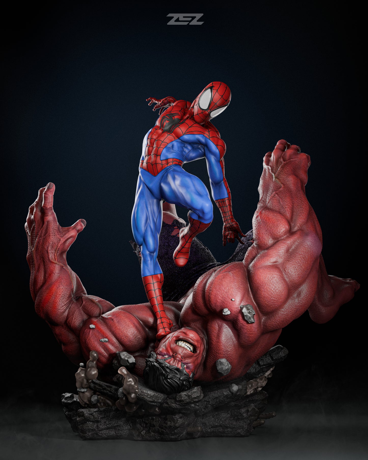 Arachnid vs Giant Resin Fan Art Sculpture (Zez)