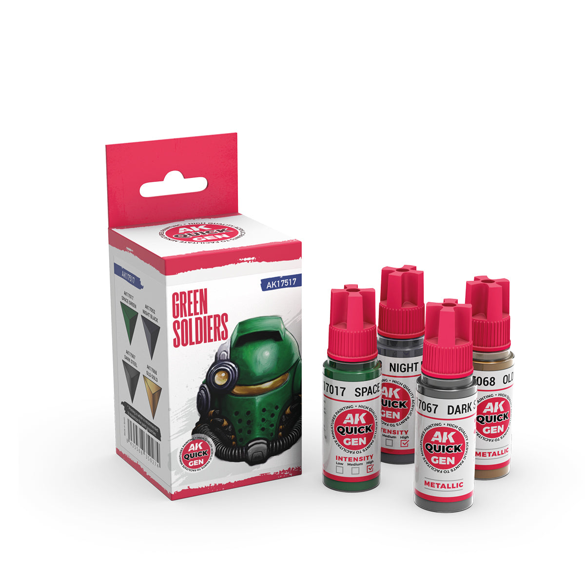 AK Quick Gen Acrylic Contrast Paint Set - Green Soldiers