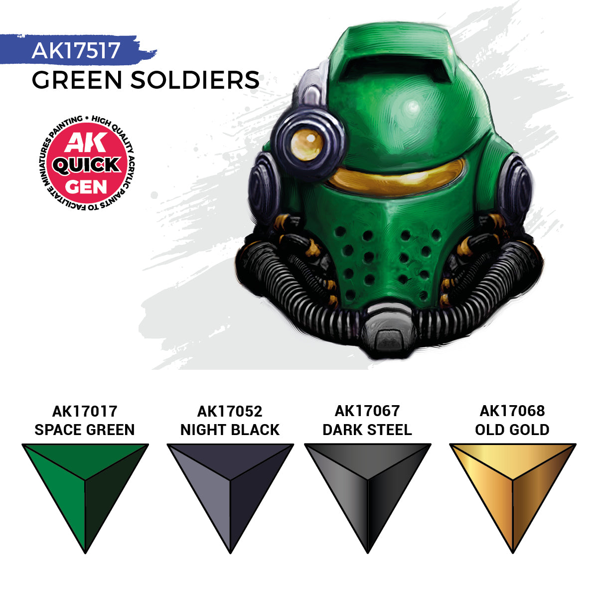 AK Quick Gen Acrylic Contrast Paint Set - Green Soldiers
