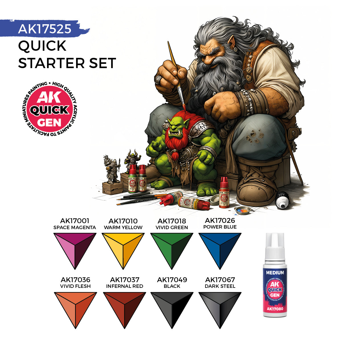 AK Quick Gen Acrylic Contrast Paint Set - Quick Starter
