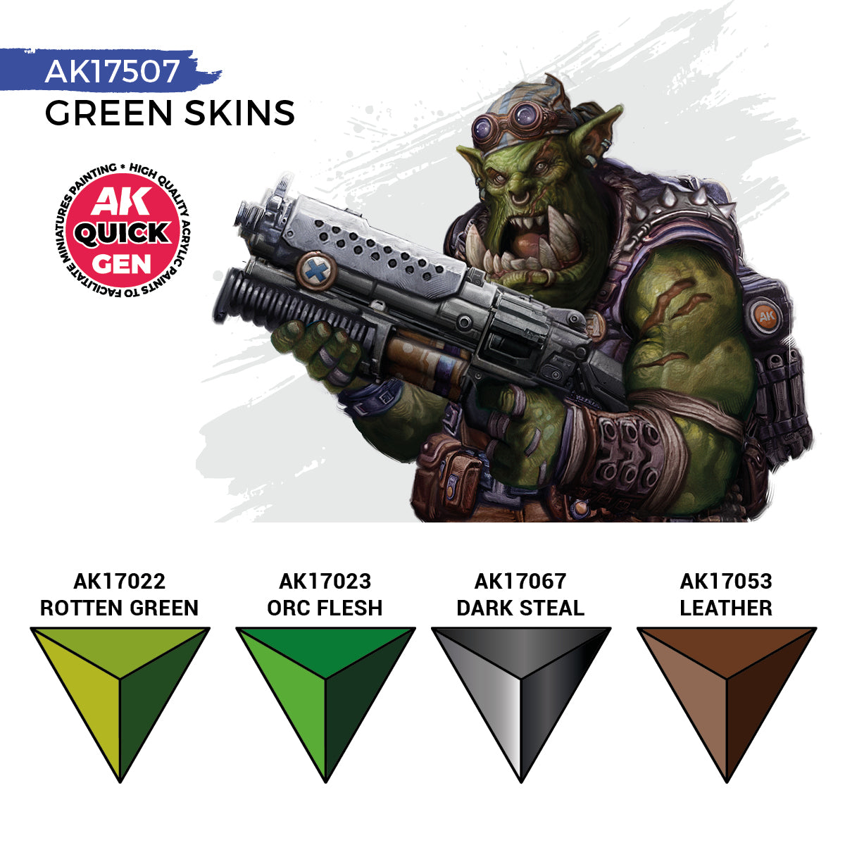 AK Quick Gen Acrylic Contrast Paint Set - Green Skins