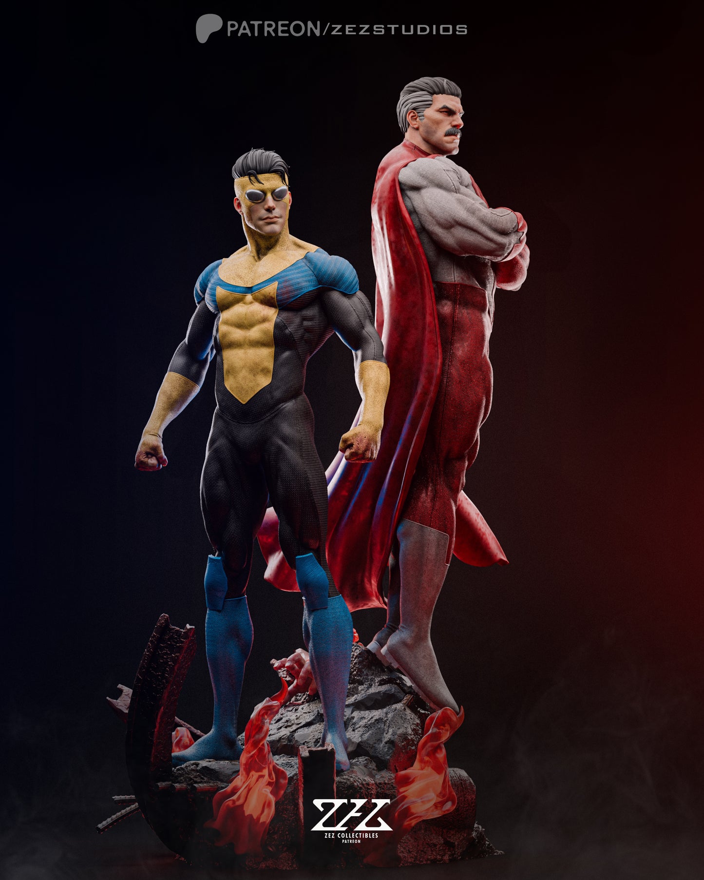 Invincible and Omni-man Resin Fan Art Pro Painted - MTO (ZEZ)
