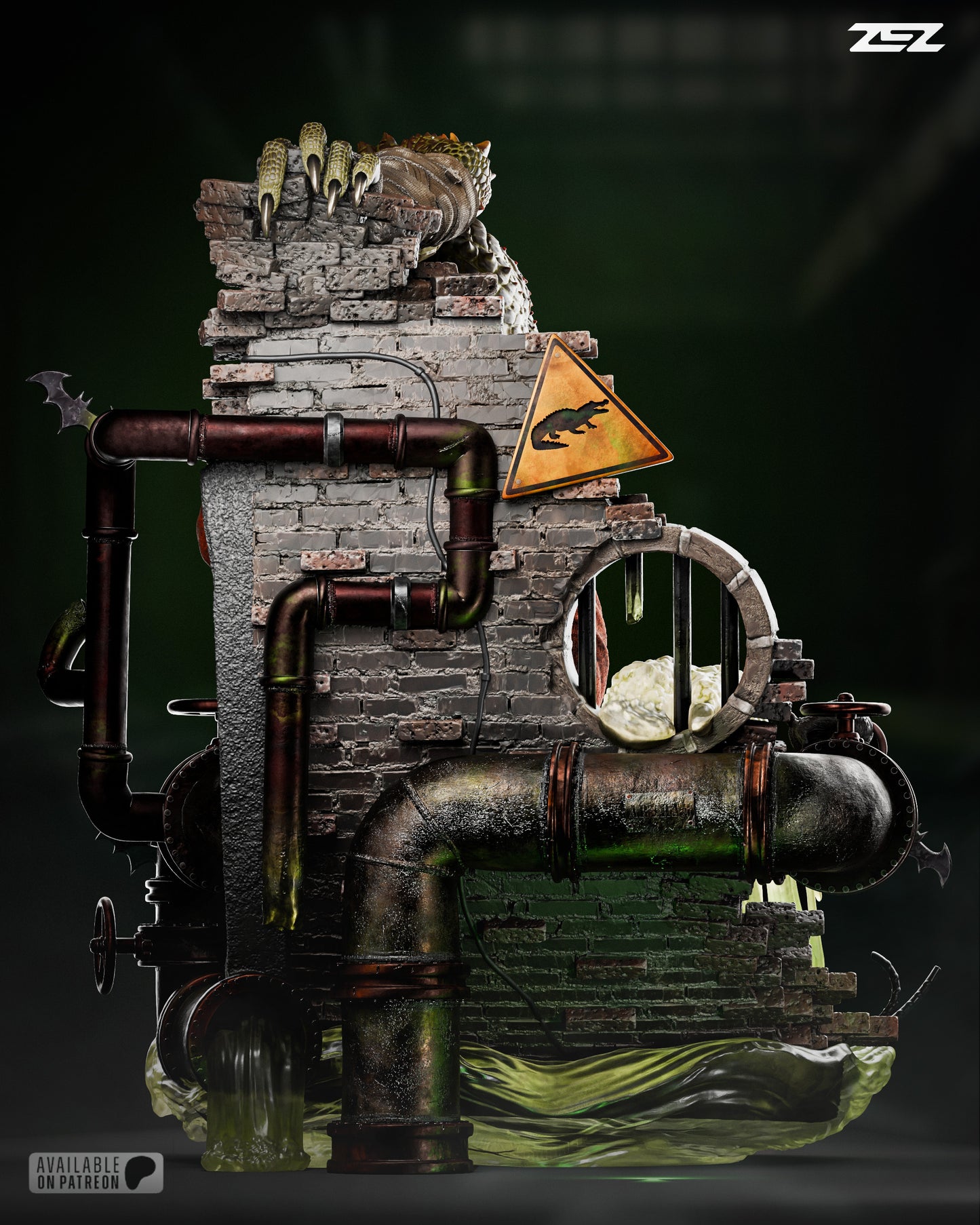 Killer Crocodile Resin Sculpture Fan Art Pro - MTO (ZEZ)