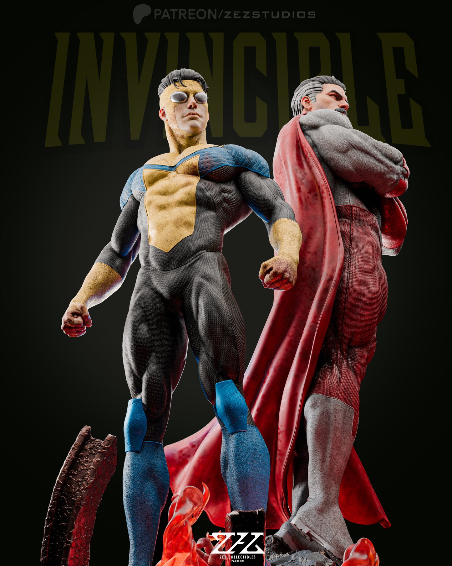 Invincible and Omni-man Resin Fan Art Pro Painted - MTO (ZEZ)