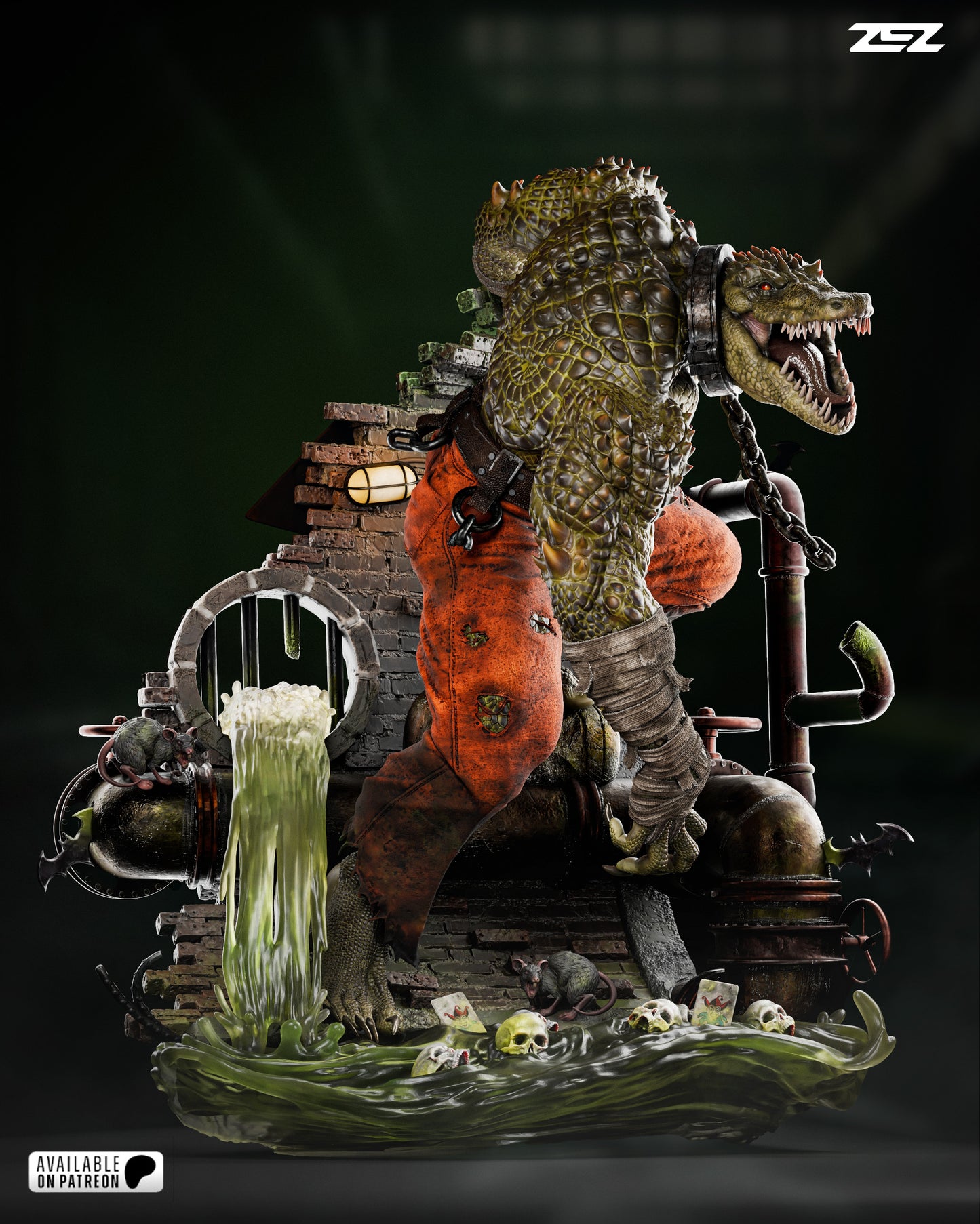 Killer Crocodile Resin Sculpture Fan Art Pro - MTO (ZEZ)