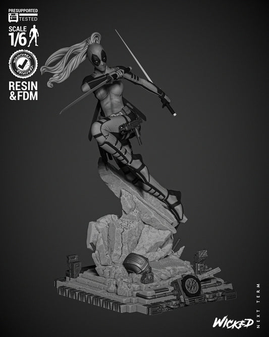 Lady Deadpool Resin Sculpture Fan Art Pro Painted - MTO (Wicked)