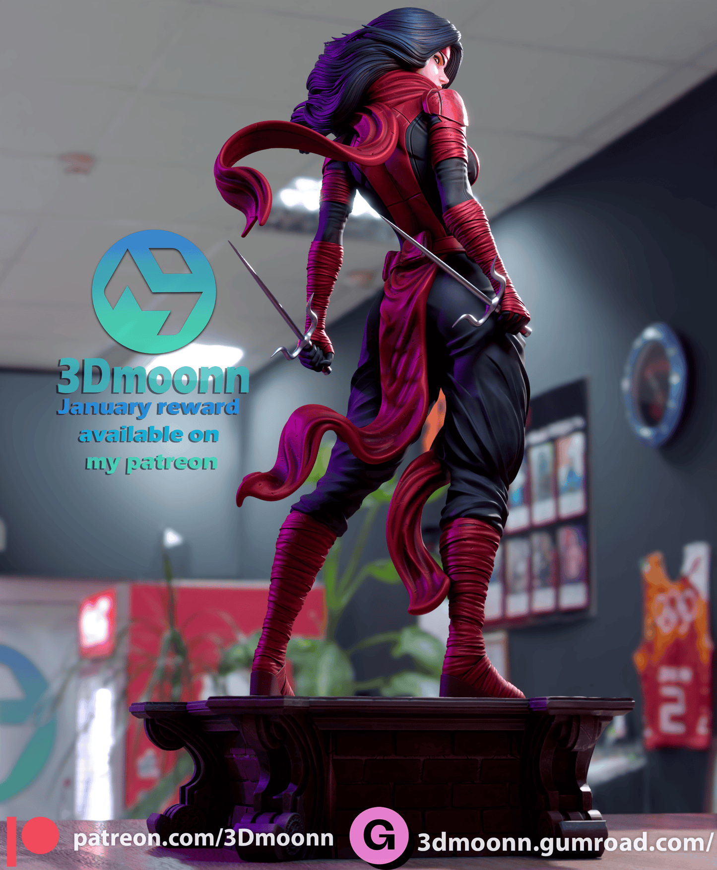 Elektra Resin Fan Art Sculpture 3DMoonn