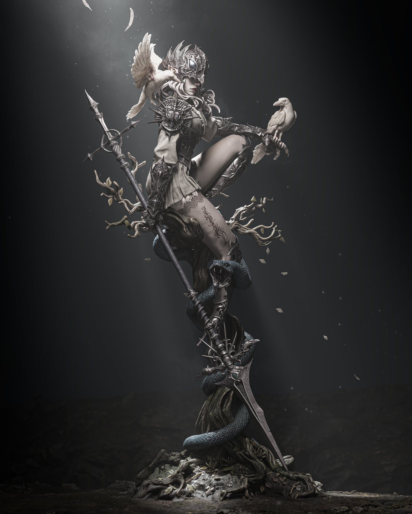 Lenora Queen of Crows Resin Sculpture (Design by CA3D Studios)