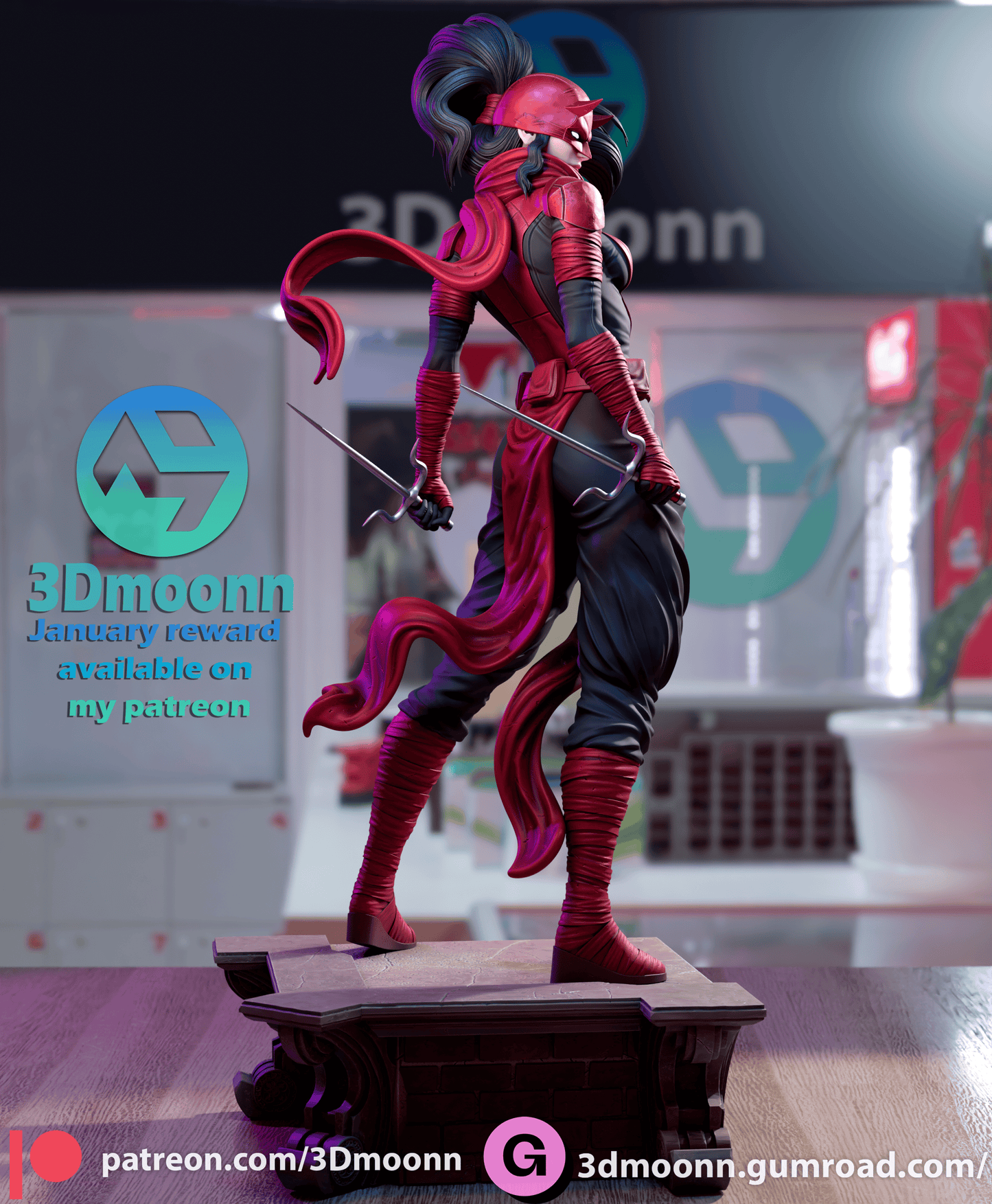 Elektra Resin Fan Art Sculpture 3DMoonn