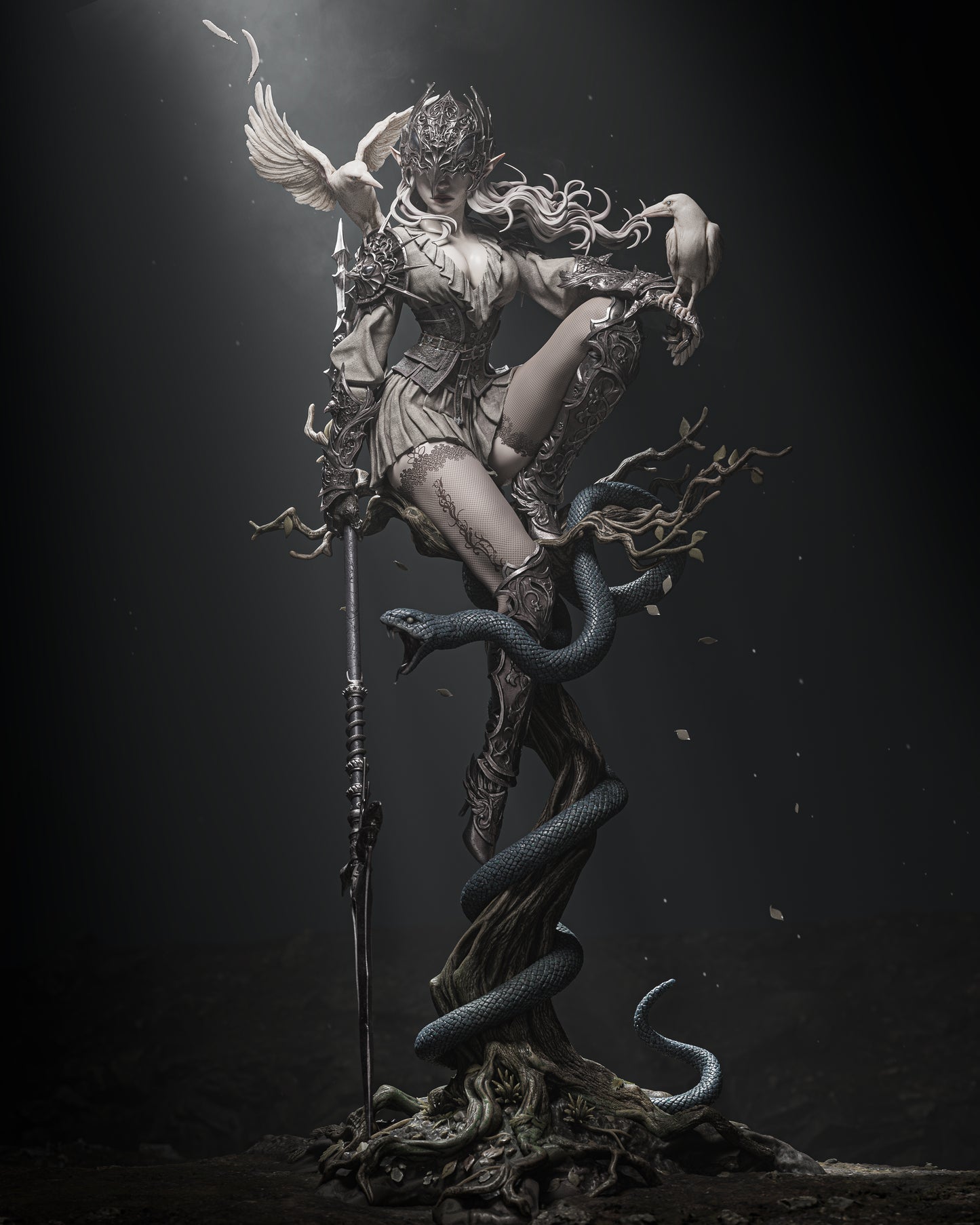 Lenora Queen of Crows Resin Sculpture (Design by CA3D Studios)