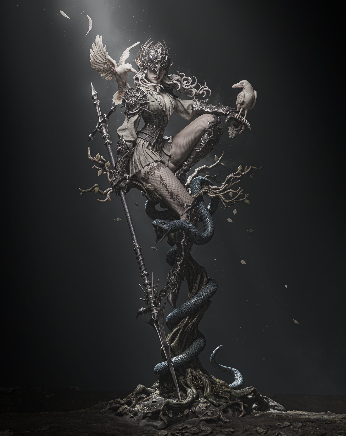 Lenora Queen of Crows Resin Sculpture (Design by CA3D Studios)