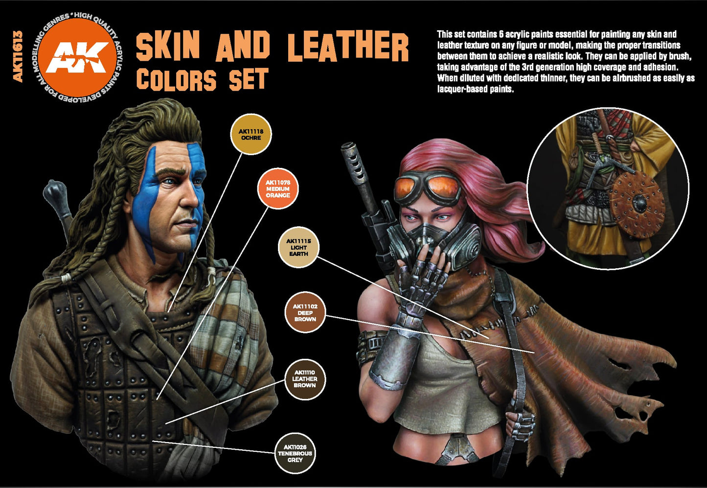 AK 3rd-Gen Acrylic Paint Skin and Leather Colors Set