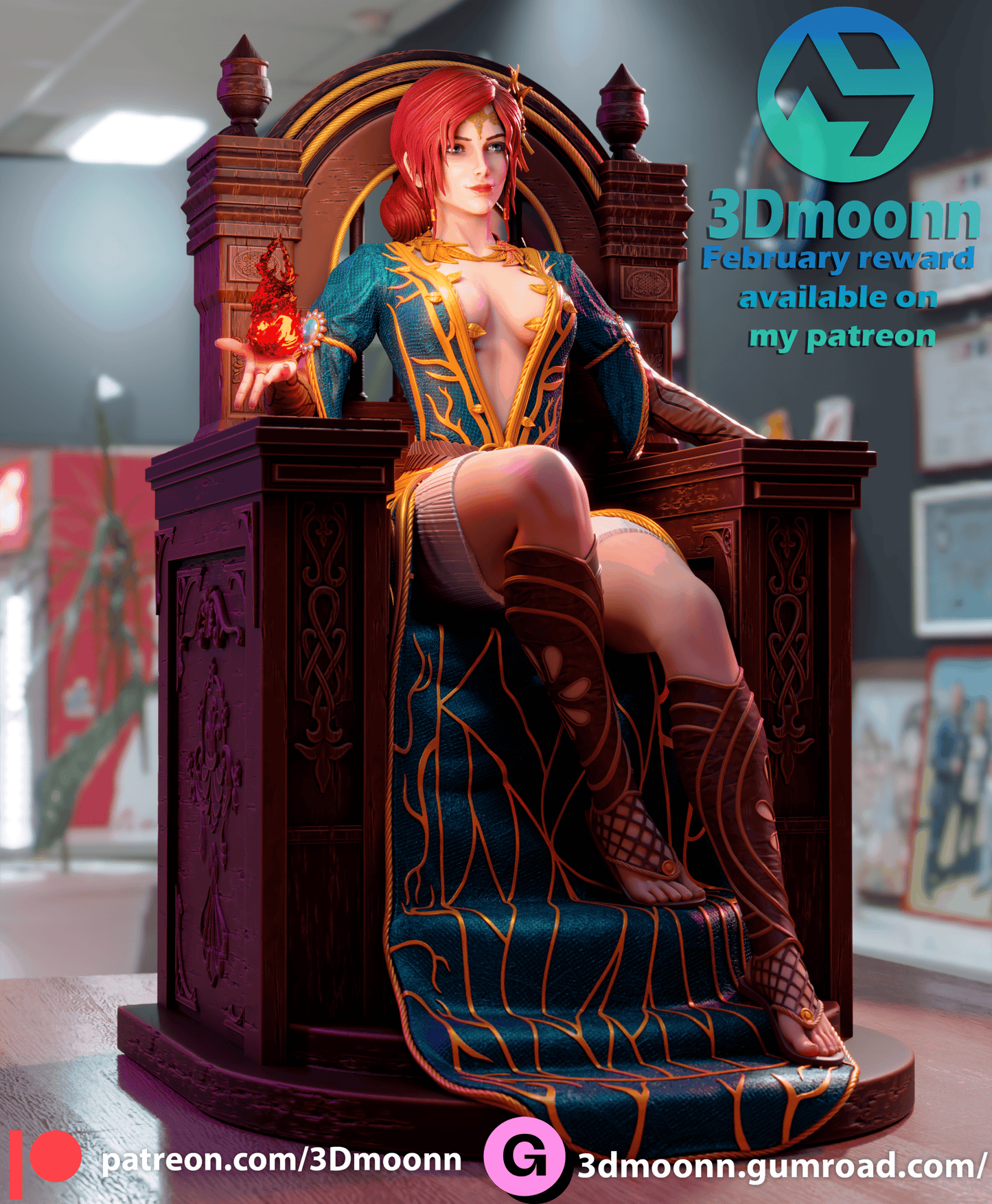 Triss Merigold Resin Fan Art Sculpture 3DMoonn