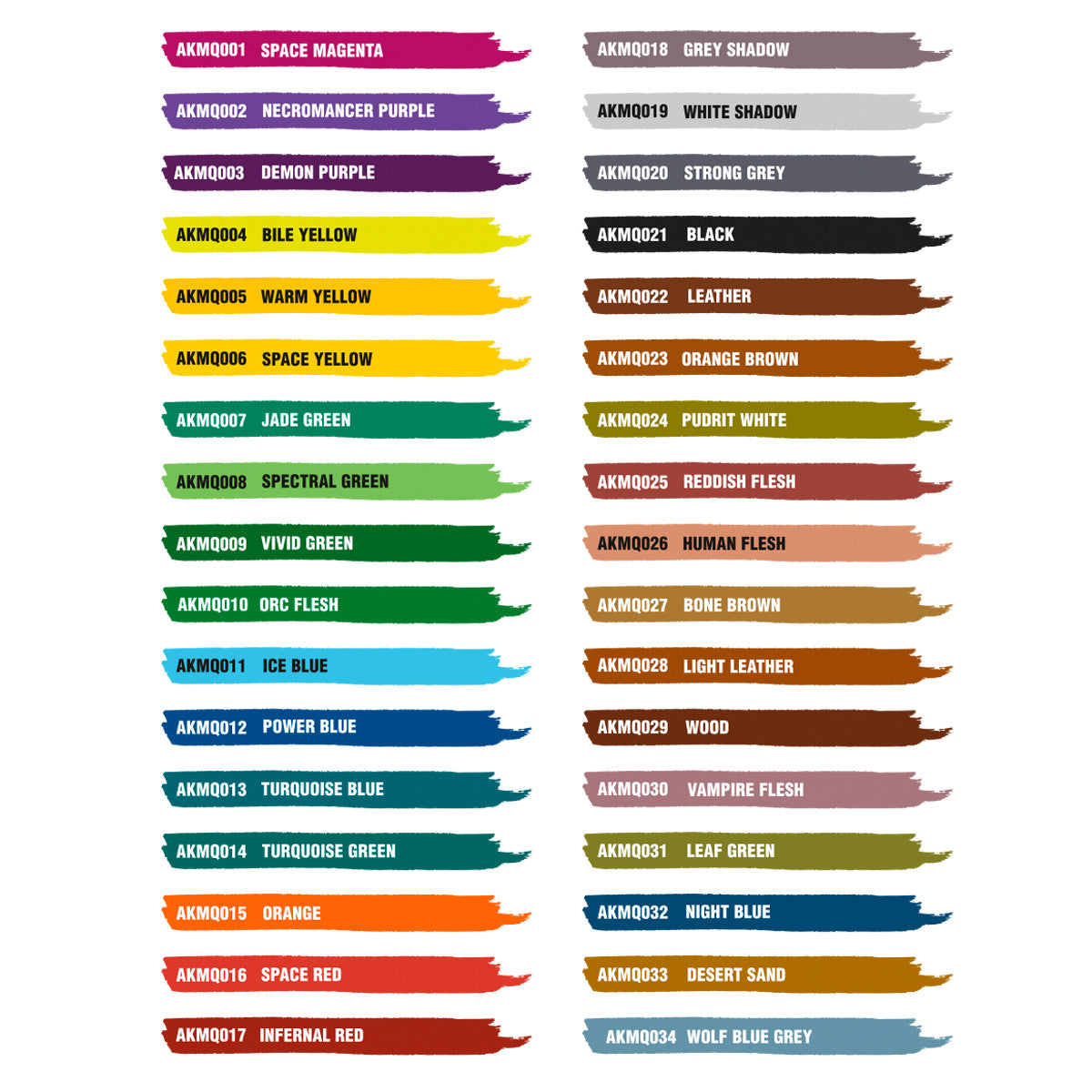 AK Quick Gen Markers Complete Set (34 synthetic brush markers)