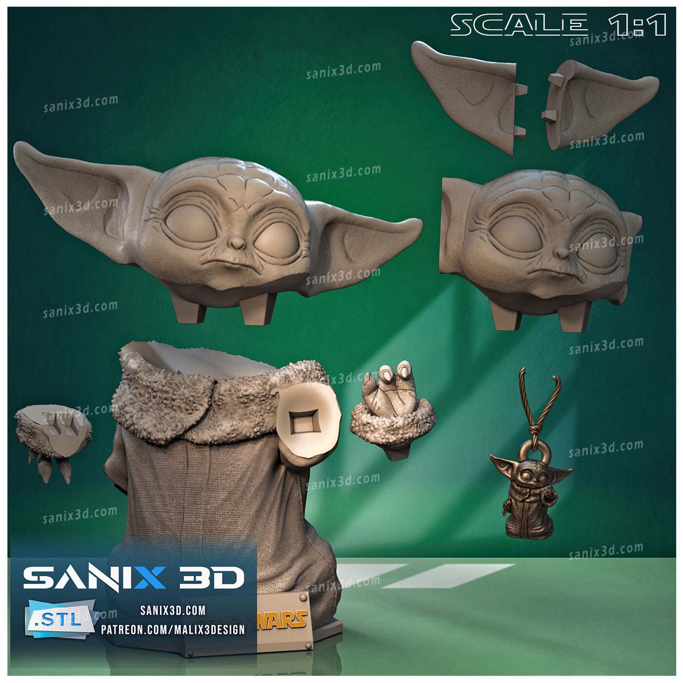Grogu Resin Art (Design by Sanix3D)
