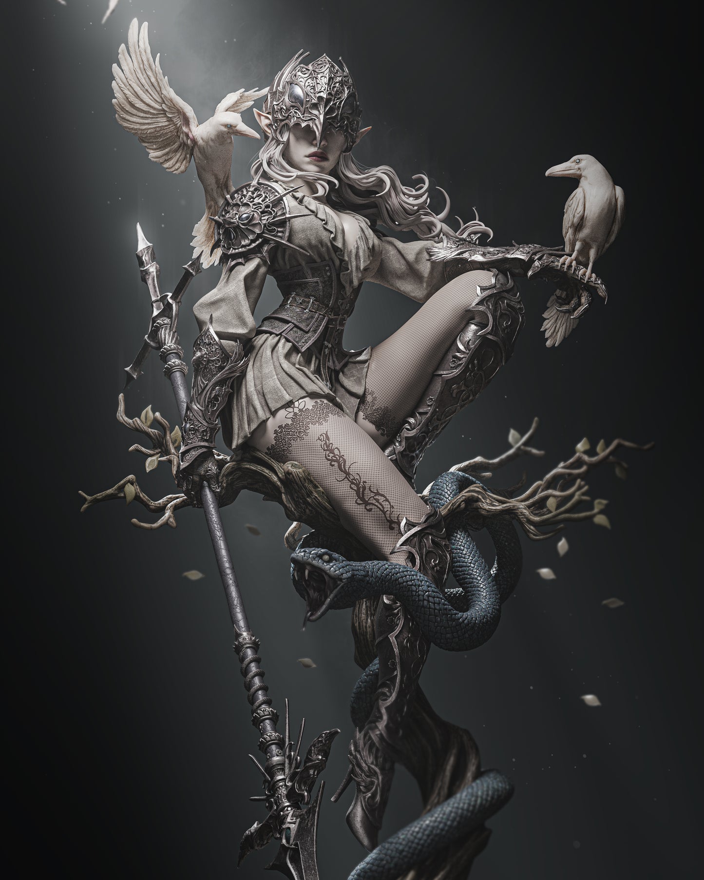Lenora Queen of Crows Resin Sculpture (Design by CA3D Studios)
