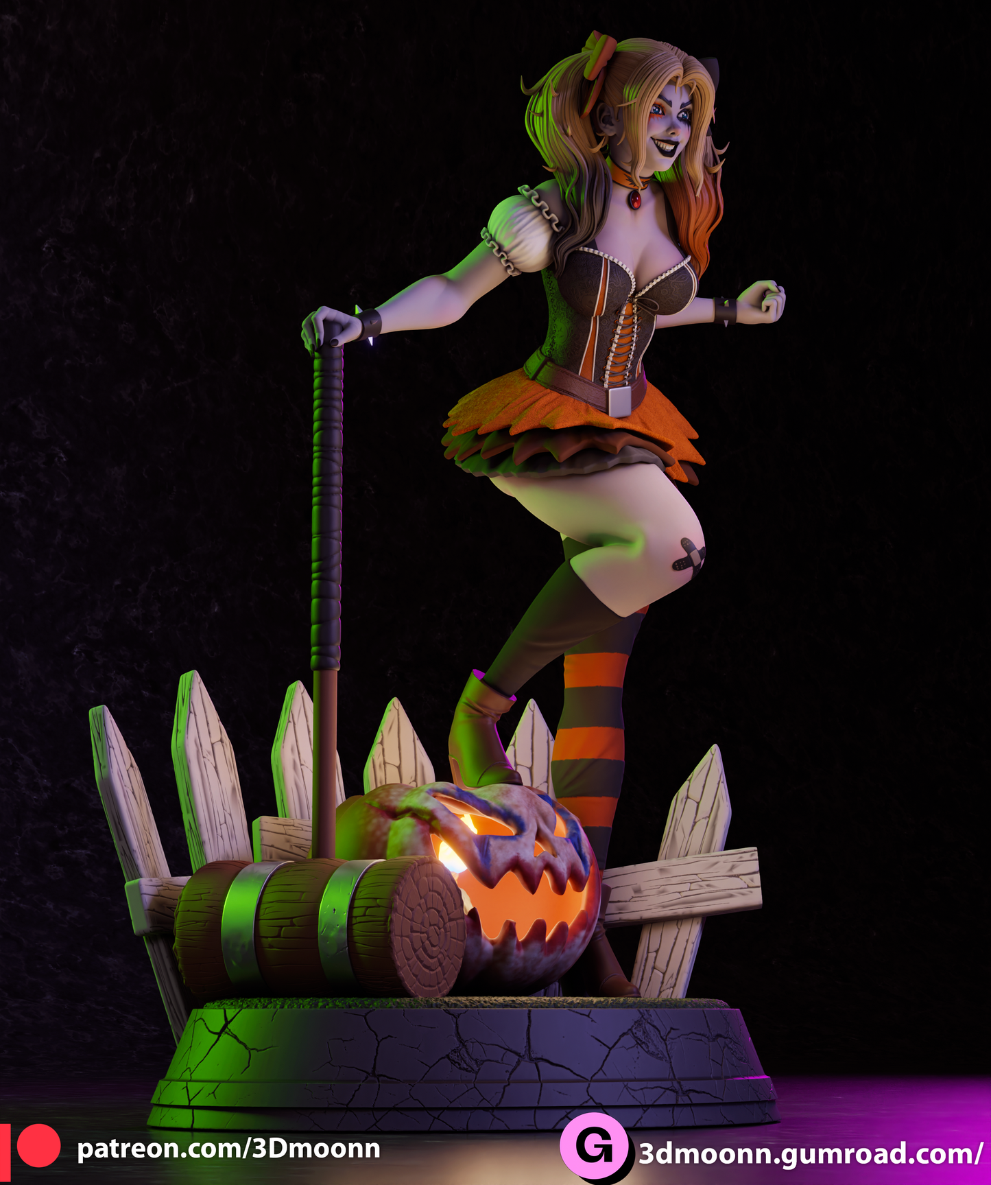 Harley Quinn Halloween Resin Fan Art Sculpture 3DMoonn