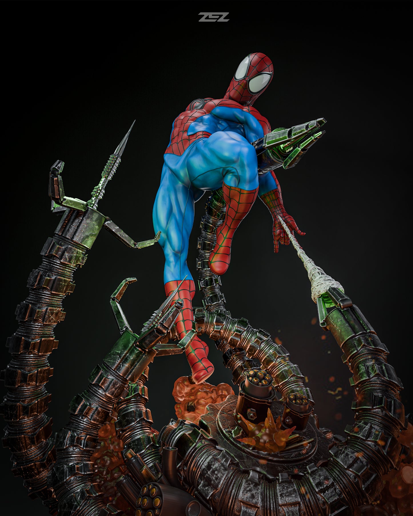 Arachnid vs Eight Armed Doctor Resin Fan Art Sculpture (Zez)