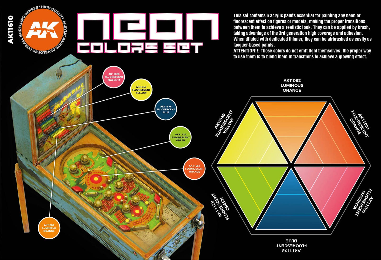 AK 3rd Gen Acrylic Paint Neon Colors Set