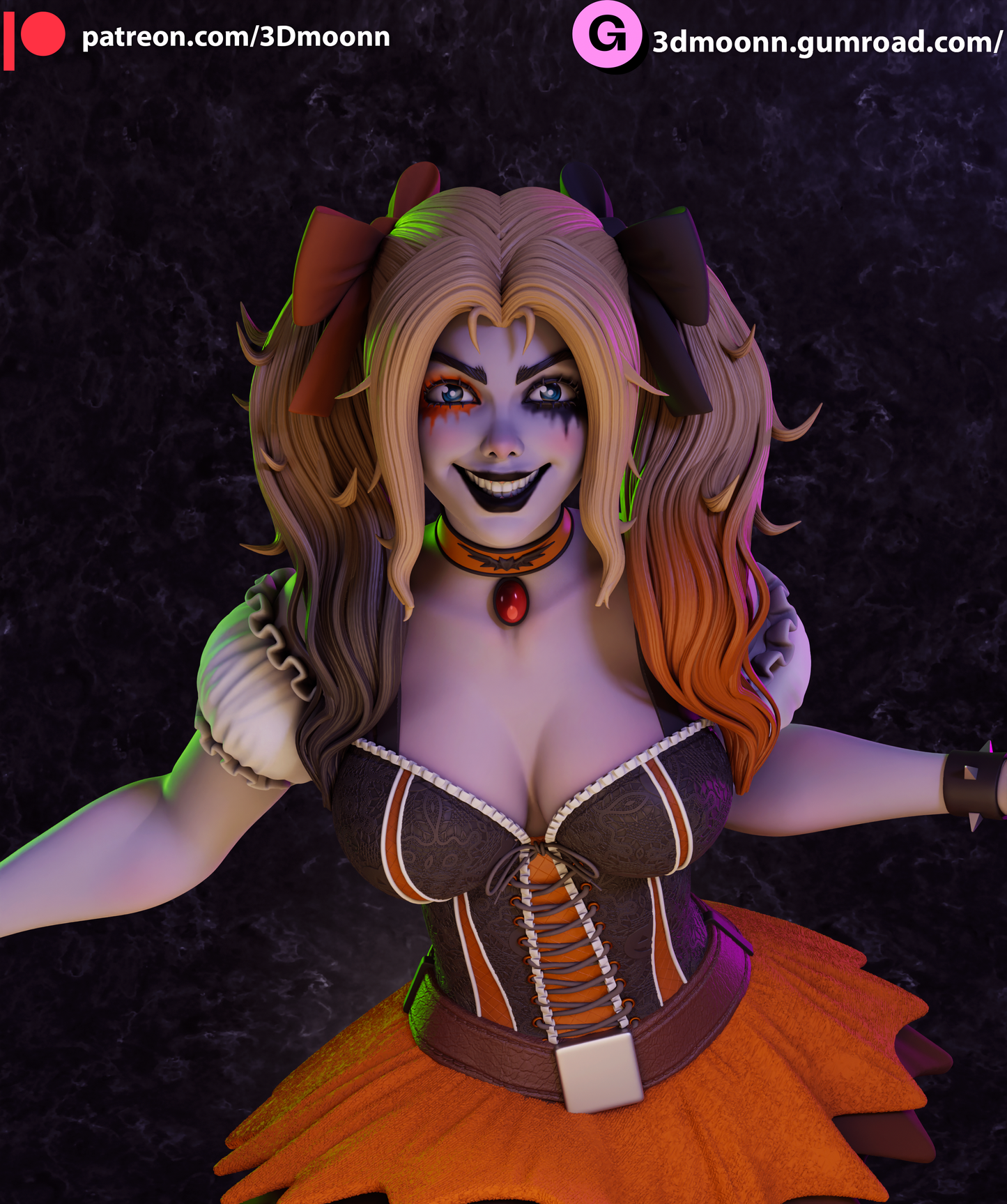 Harley Quinn Halloween Resin Fan Art Sculpture 3DMoonn