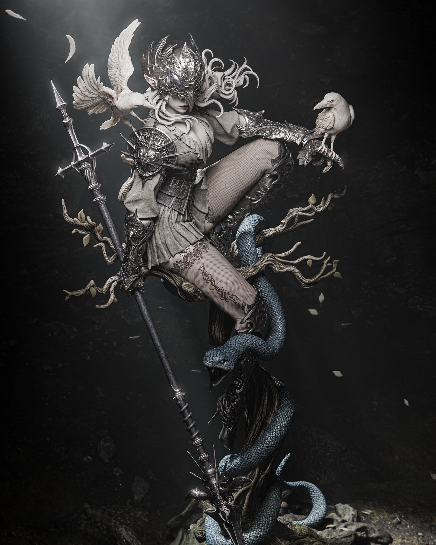 Lenora Queen of Crows Resin Sculpture (Design by CA3D Studios)