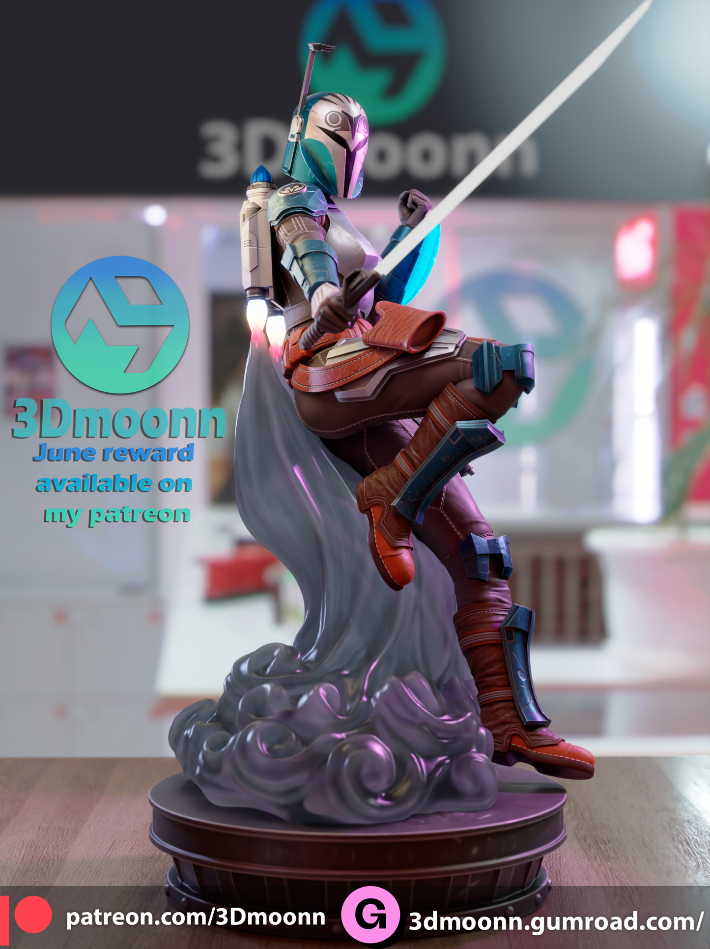 Bo Katan Resin Fan Art Sculpture 3DMoonn