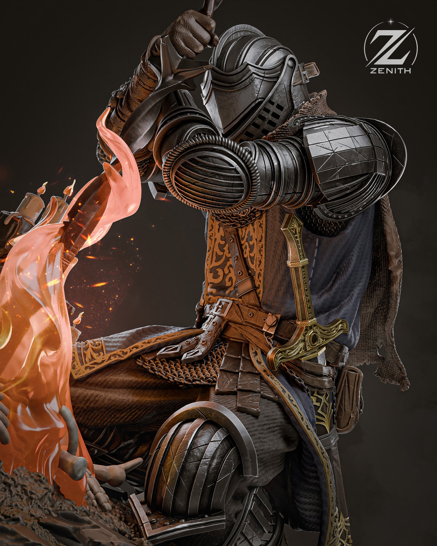 Dark Souls Fireside Resin Art (Design by Zenith)