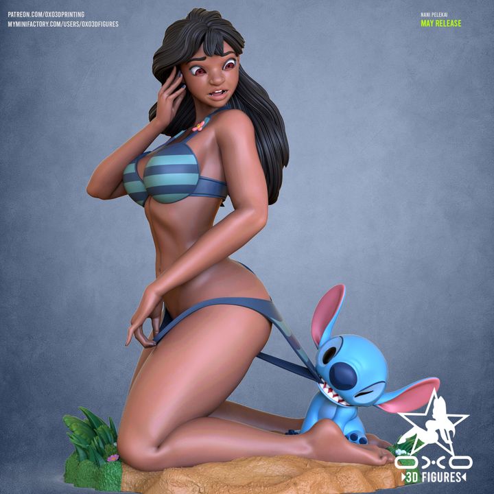 Nani and Stitch Resin Fan Art (Designed by OXO3D)
