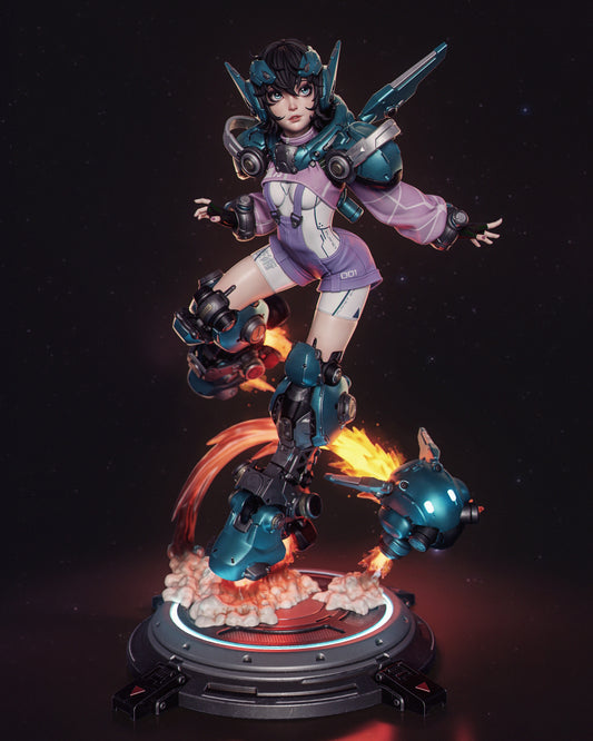 Nillai and Bblue Mechagirl Resin Art - MTO (Design by CA3D)
