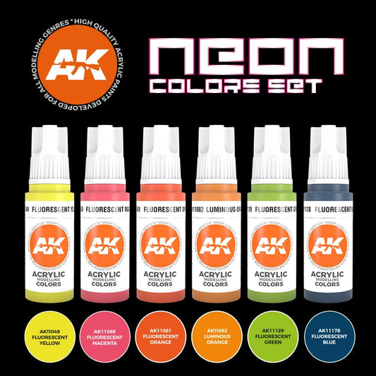 AK 3rd Gen Acrylic Paint Neon Colors Set