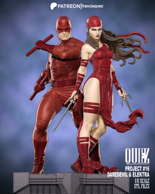 Daredevil and Elektra Savage Resin Fan Art Pro Painted - MTO (Quez)