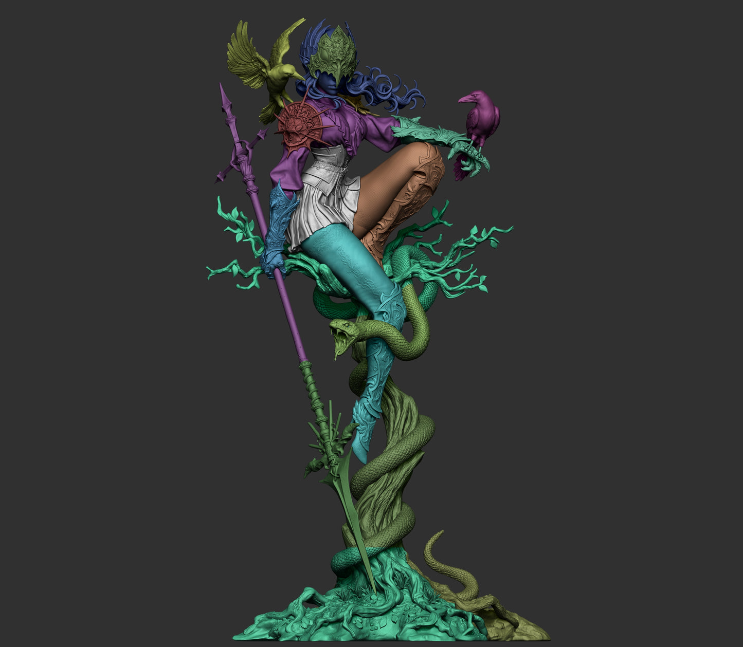 Lenora Queen of Crows Resin Sculpture (Design by CA3D Studios)