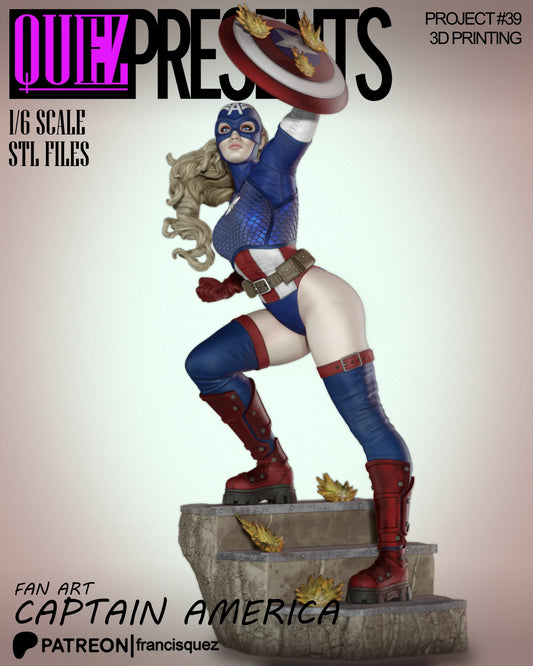 Female Captain USA Resin Fan Art - MTO (Quez)