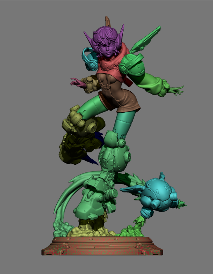Nillai and Bblue Mechagirl Resin Art - MTO (Design by CA3D)