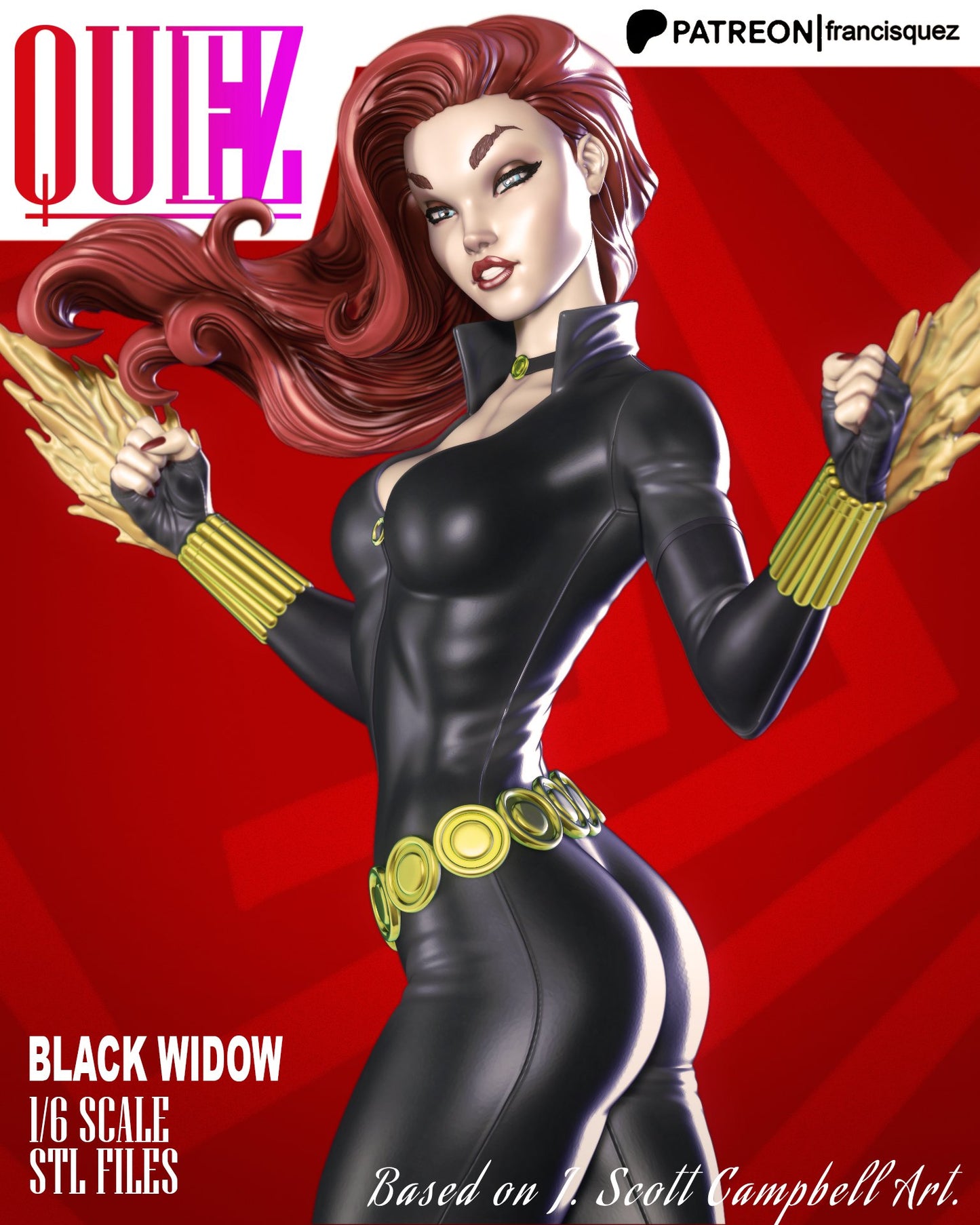 Black Widow Resin Fan Art - MTO (Quez)