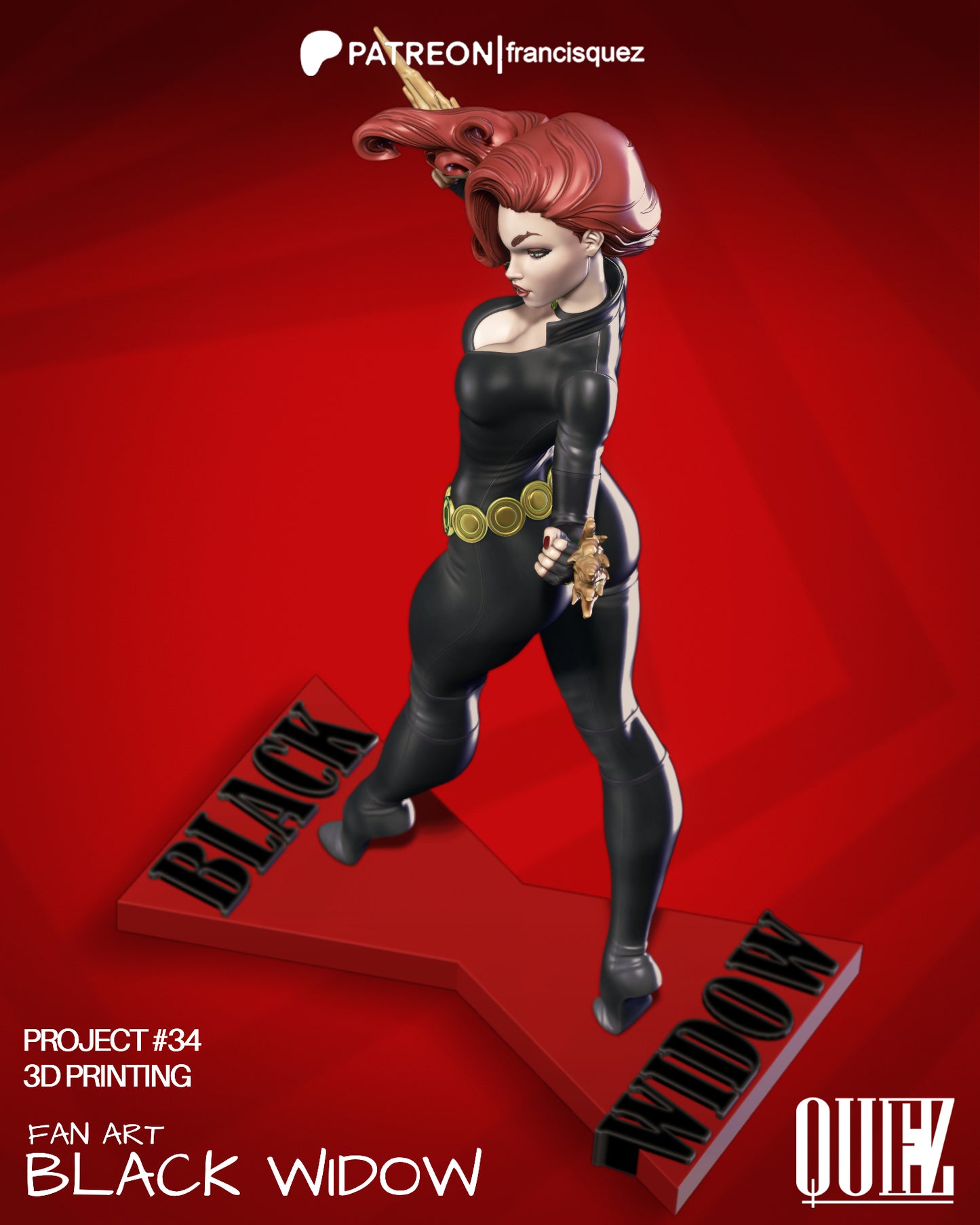 Black Widow Resin Fan Art - MTO (Quez)
