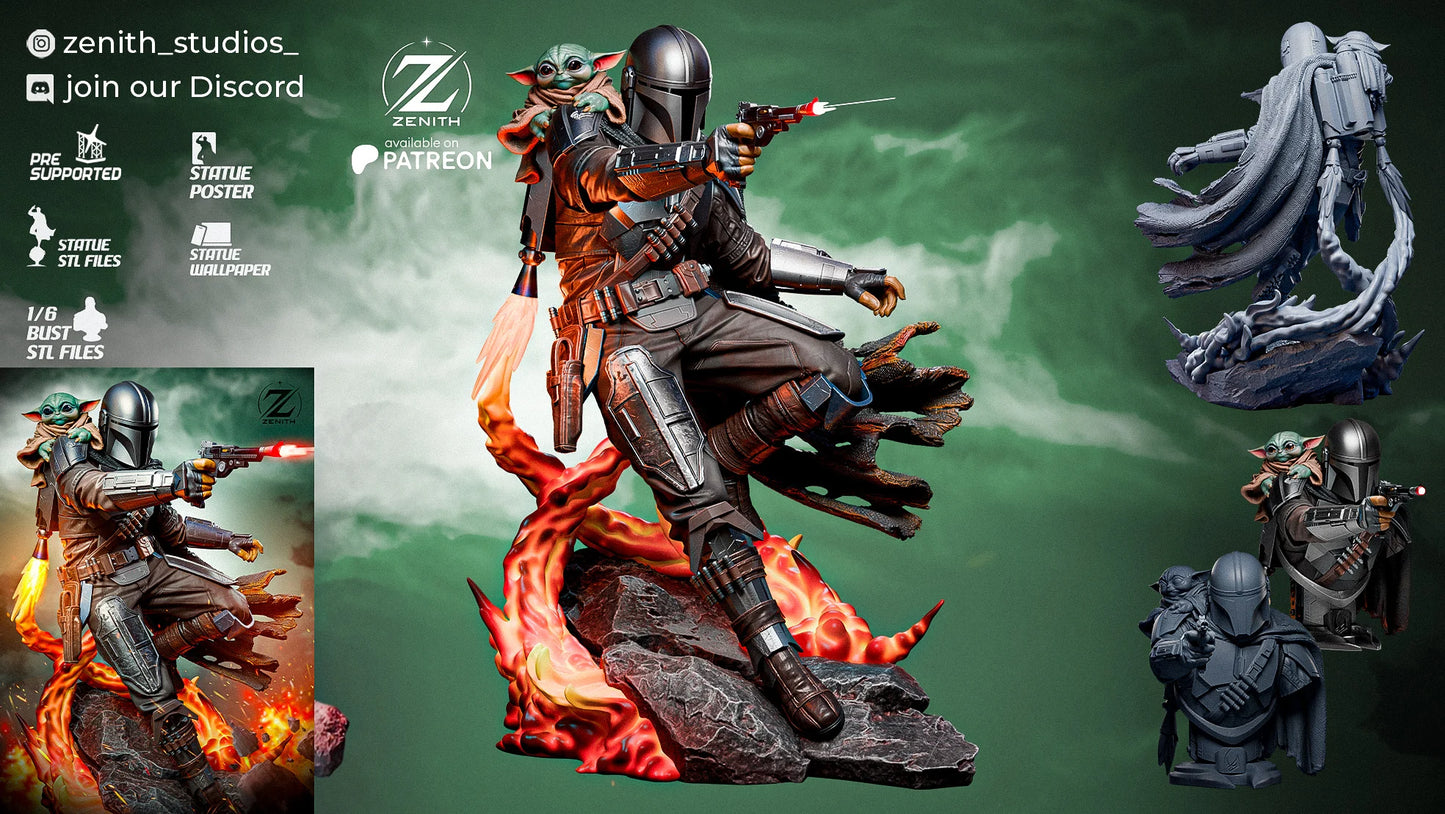 Mandalorian and Grogu Resin Art (Design by Zenith)