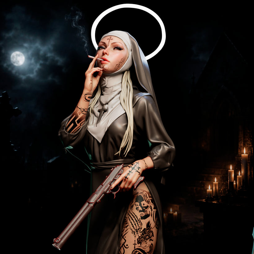 Nun with a Gun Resin Art (Vyra Version)