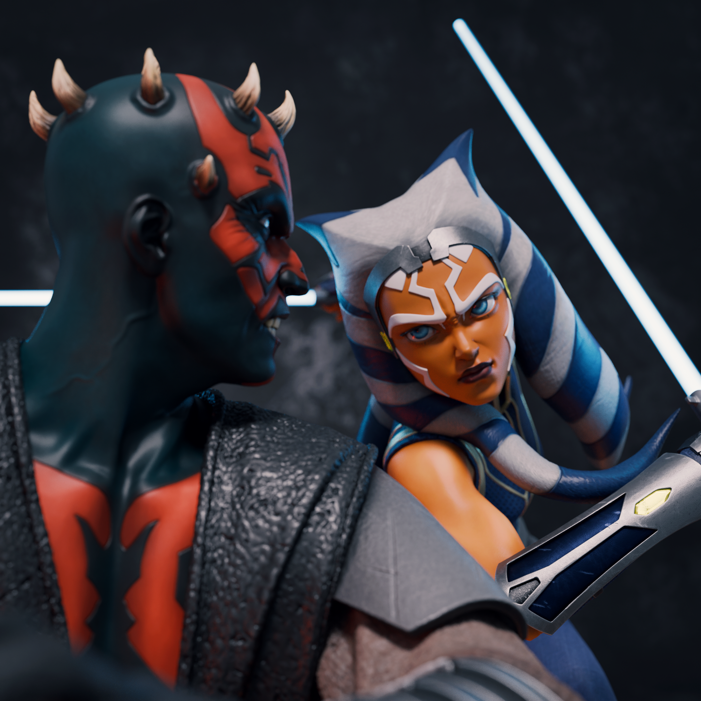 Ahsoka vs Darth Maul Diorama Resin Fan Art - MTO