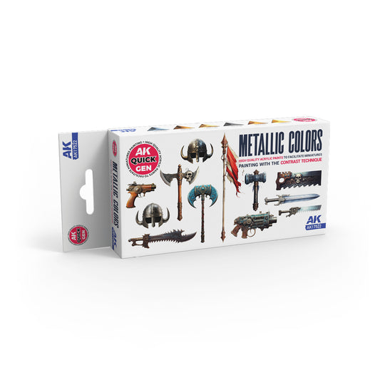 AK Quick Gen Acrylic Contrast Paint Set -  Metallics