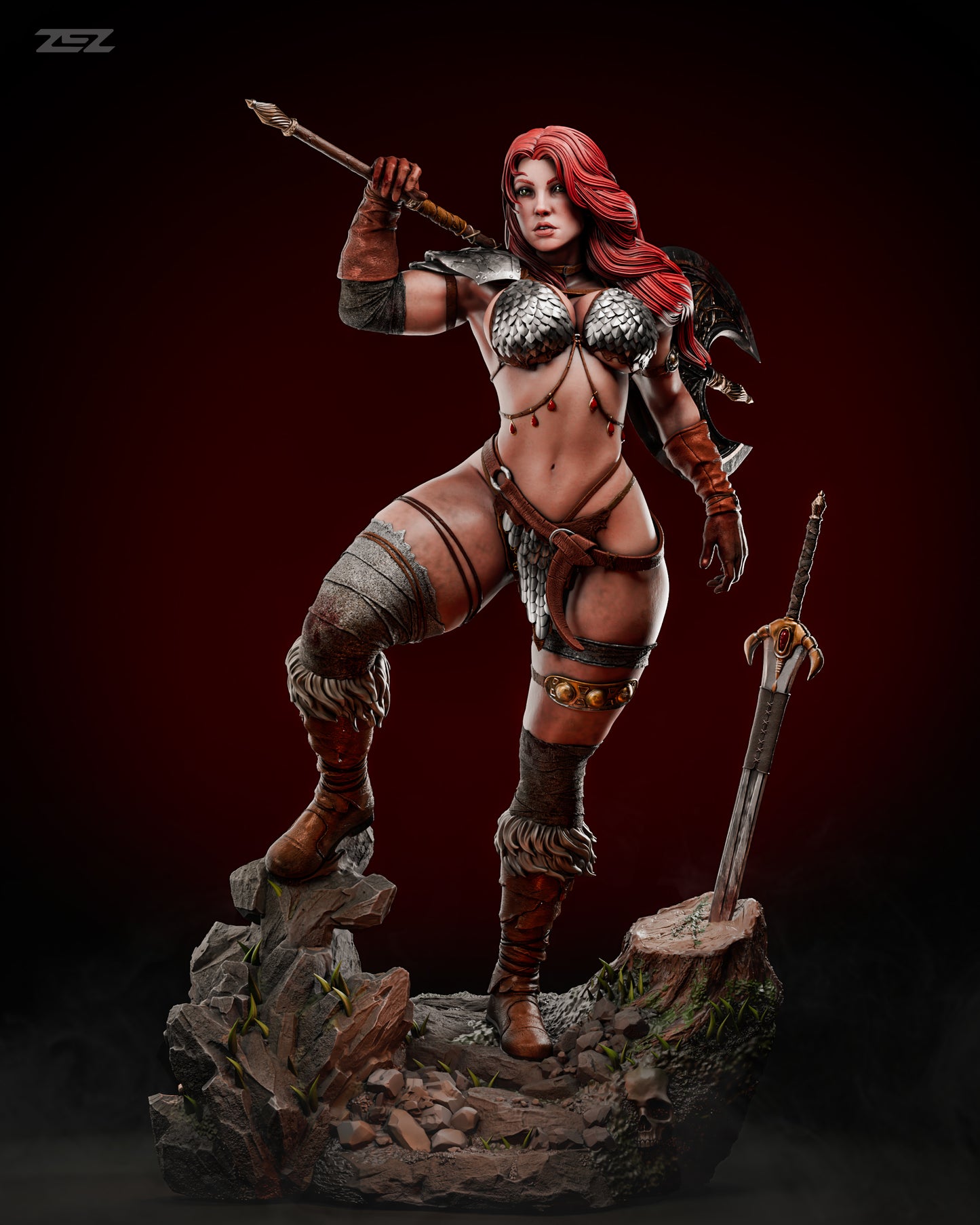 Red Sonja Resin Fan Art Pro Painted - MTO