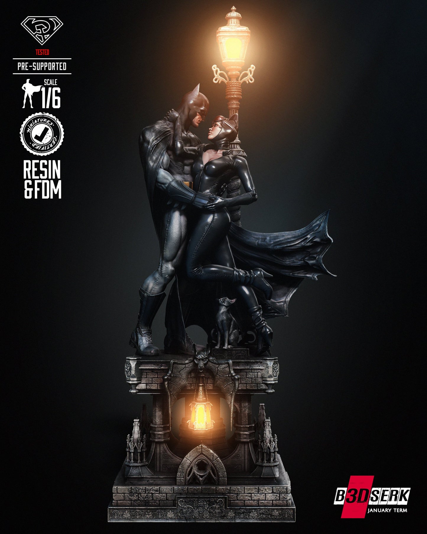 Batman & Catwoman Diorama Resin Fan Art - MTO