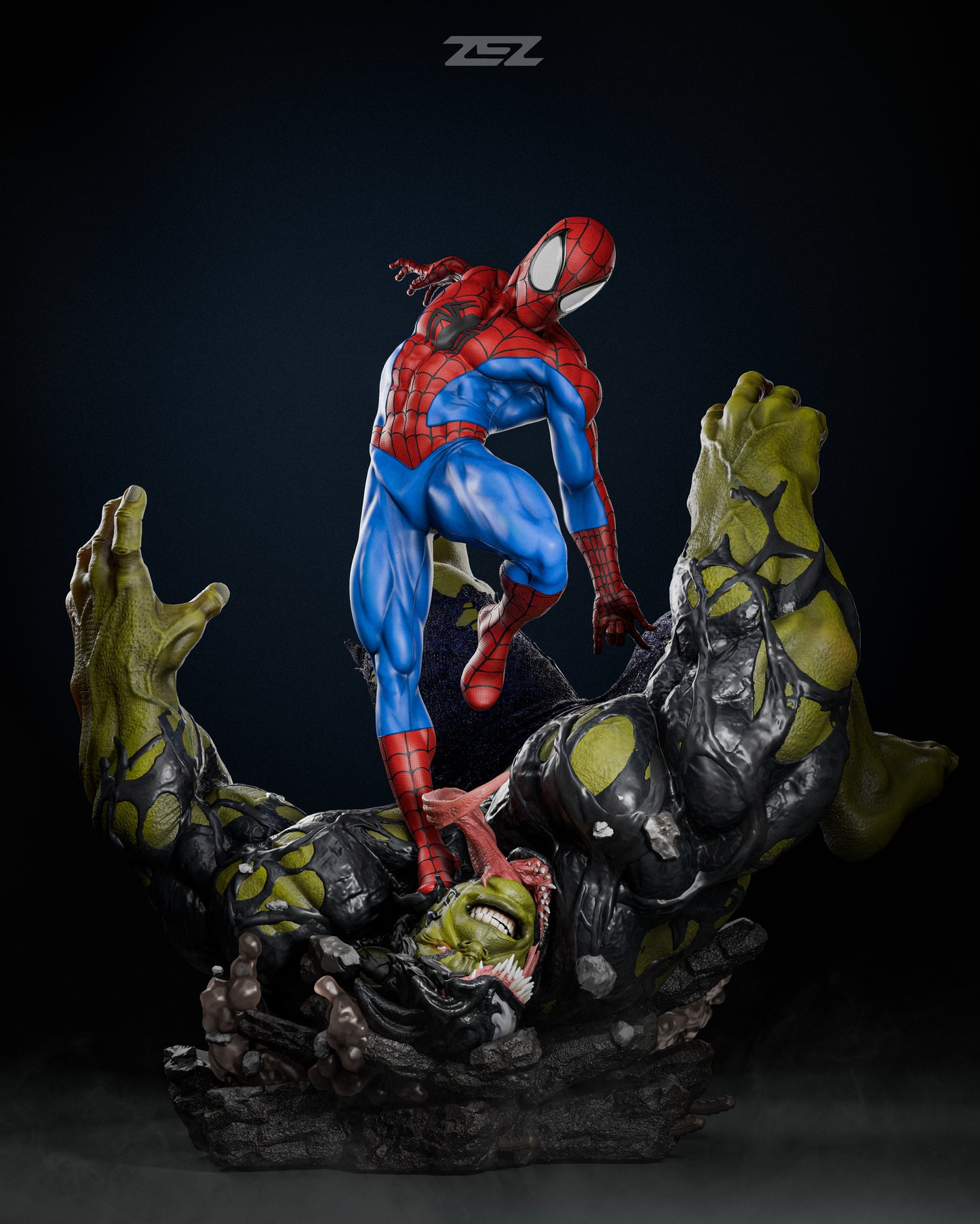 Spiderman vs Hulk Resin Fan Art Sculpture (Zez)