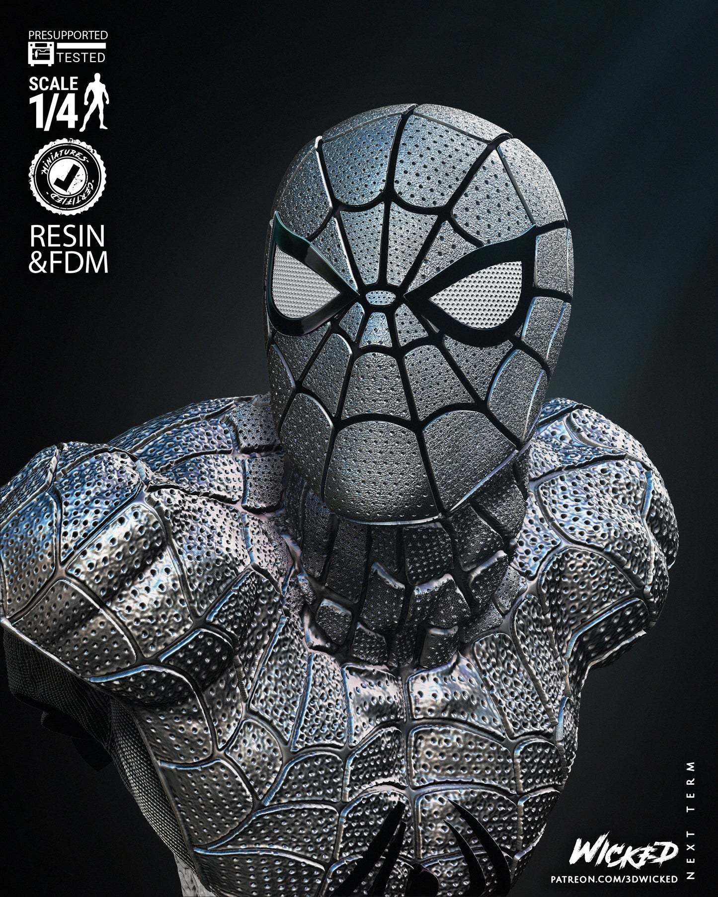 Spiderman Bust Wicked Collectible Resin Fan Art Pro Painted 1/4 Scale - MTO