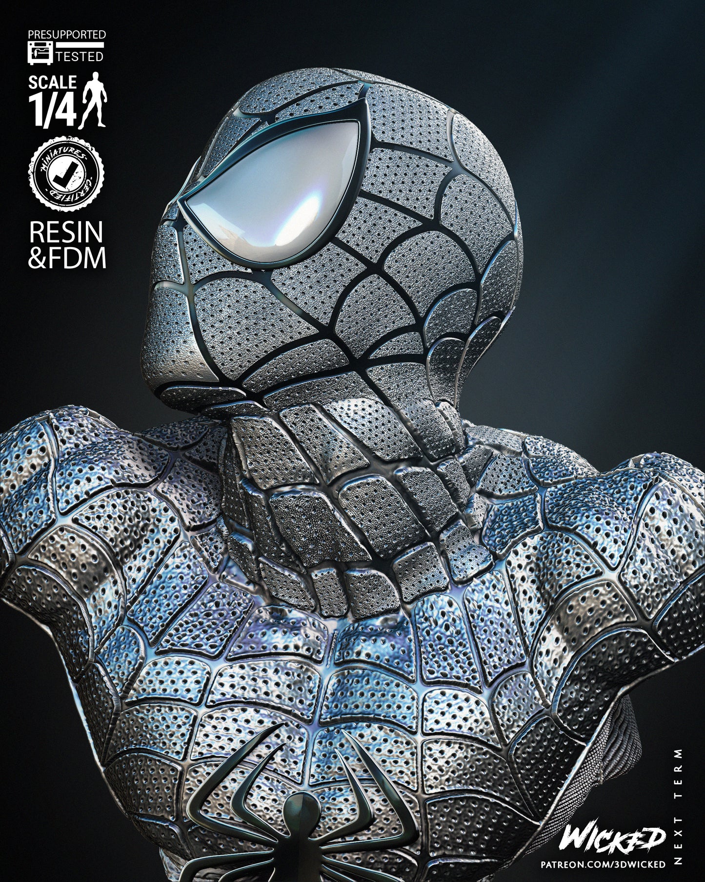 Spiderman Bust Wicked Collectible Resin Fan Art Pro Painted 1/4 Scale - MTO