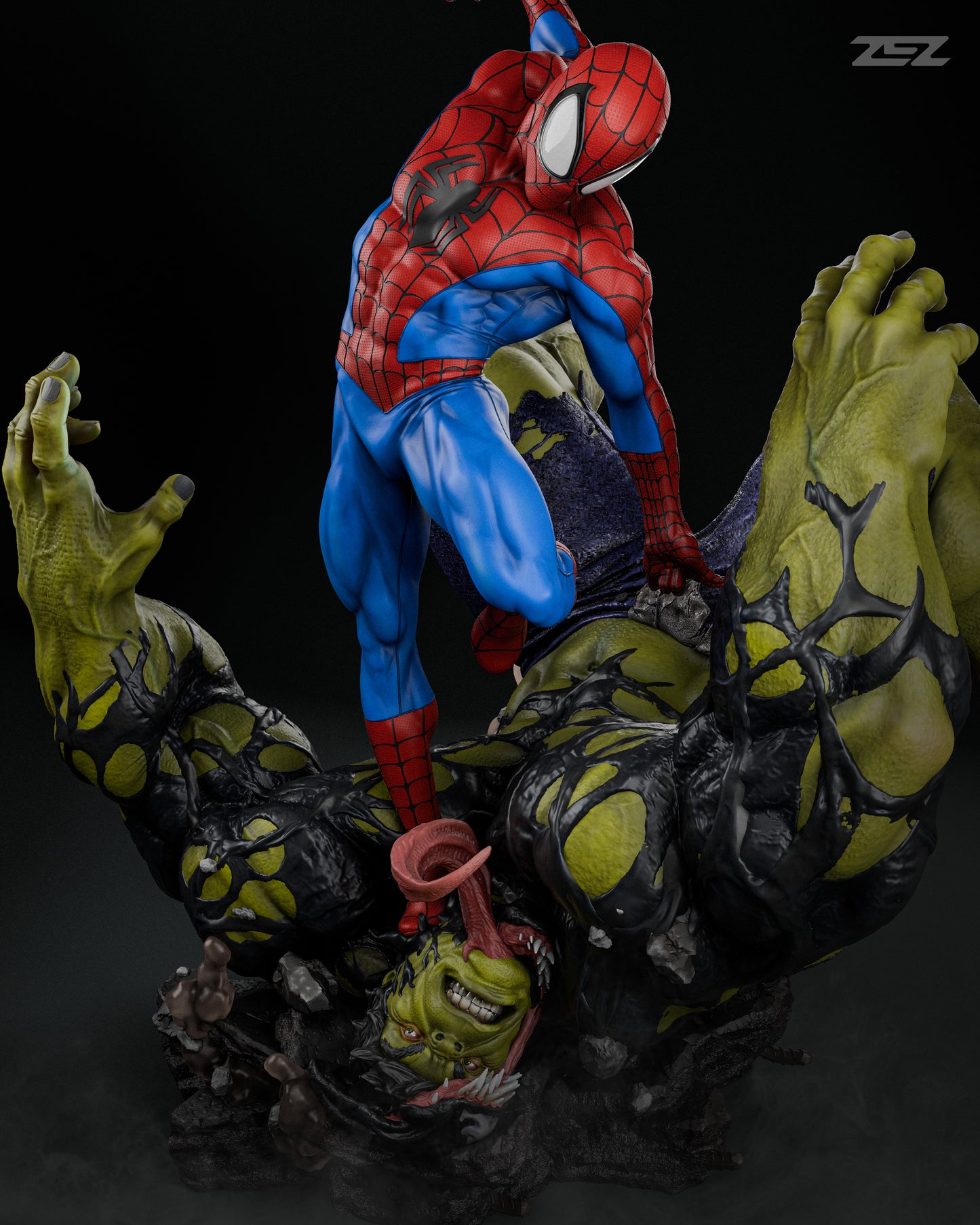 Spiderman vs Hulk Resin Fan Art Sculpture (Zez)