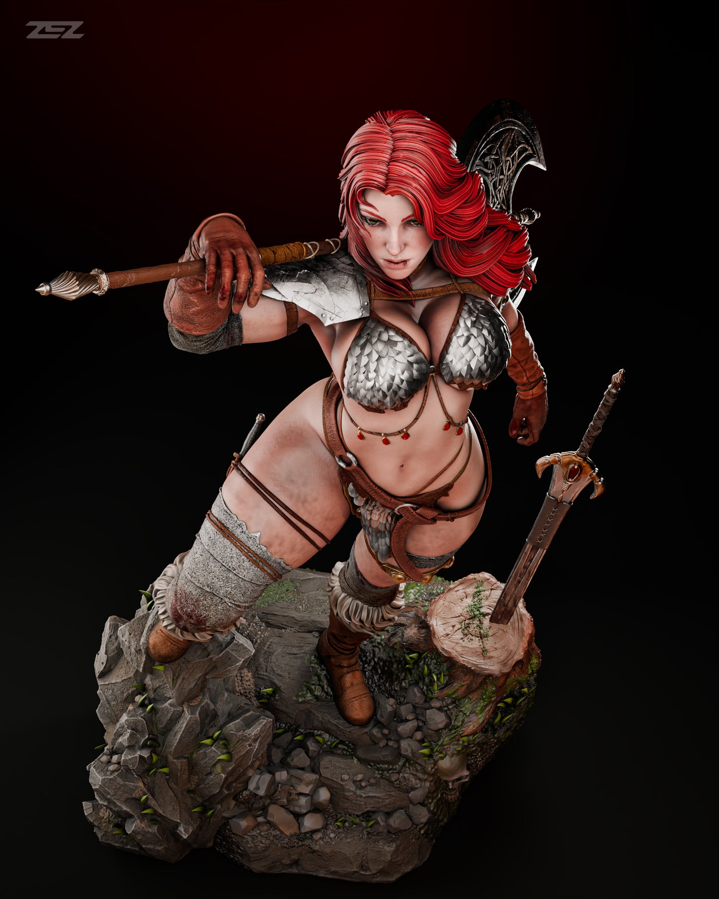 Red Sonja Resin Fan Art Pro Painted - MTO