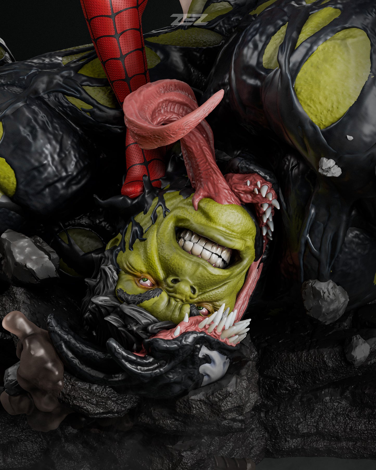 Spiderman vs Hulk Resin Fan Art Sculpture (Zez)