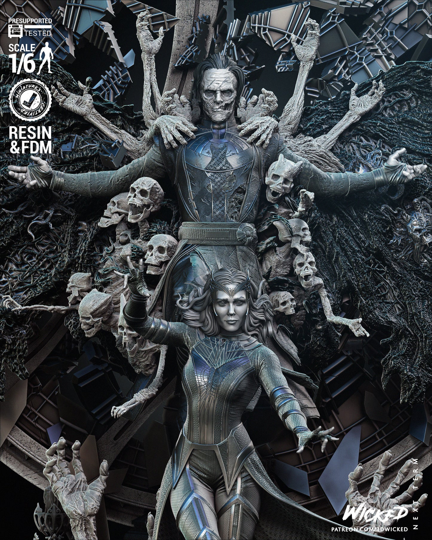 Multiverse of Madness Diorama Dead Strange and Scarlet Witch Resin Fan Art - MTO (B3D V1)