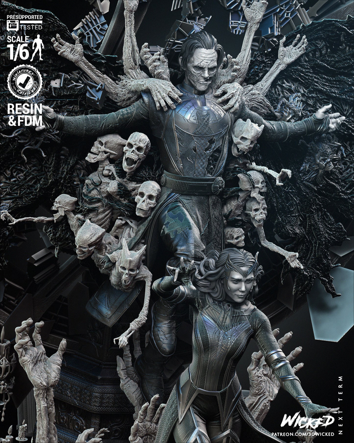 Multiverse of Madness Diorama Dead Strange and Scarlet Witch Resin Fan Art - MTO (B3D V1)